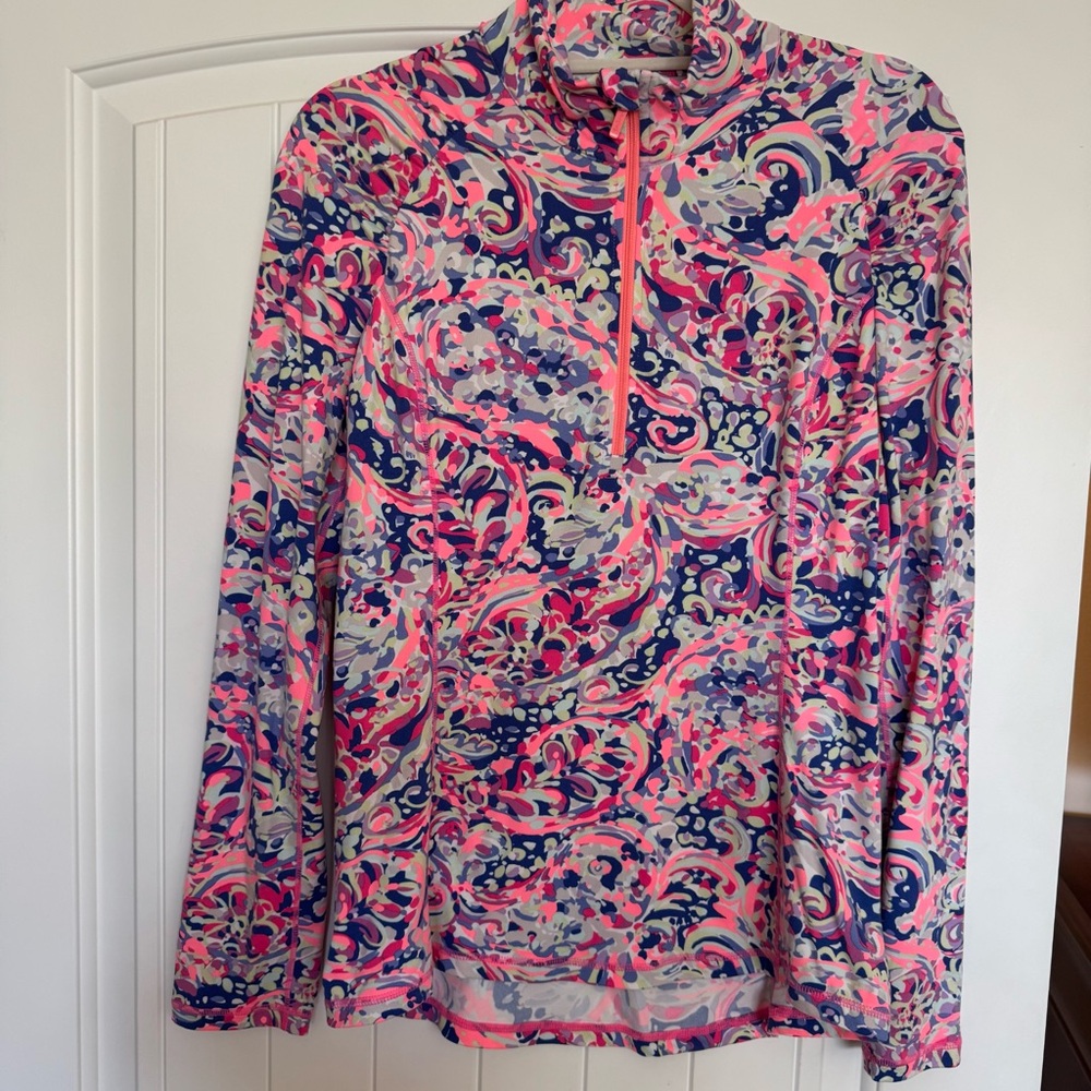 Lilly Pulitzer Weekender Half Zip La Playa Medium Green Blue Pink Luxletic